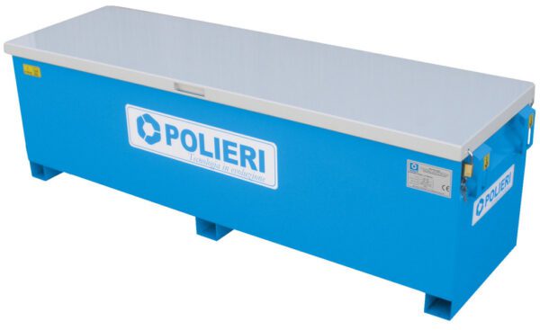 Cassone in metallo porta attrezzi polieri per edilizia verniciato con punti di aggancio e lucchetti