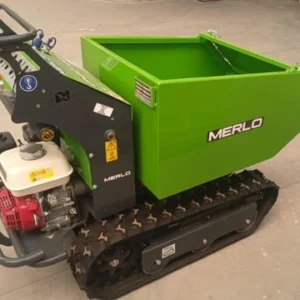 Motocarriola cingolata m500dm cingo merlo con cassone di portata 500kg e sportello frontale apribile