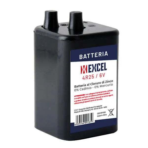 Batteria per Lampade Stradali da 6v 5 Ah a Marchio Excel, Non ricaricabile.