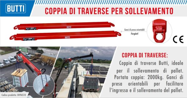 Coppia Di Traverse con portata 2000 kg Per Sollevatore Marchio Butti 