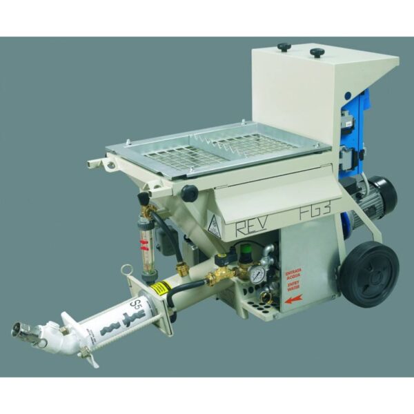 INTONACATRICE 2.2KW 80LT MOD. FG3 220V MONOFASE REVELIN usata per intonaci asciutti in sacco e bagnati per finiture - Iniezioni fugature - Intonaci tradizionali.