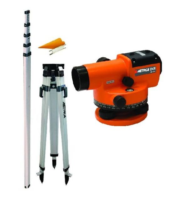 Kit Livello Ottico automatico e Impermeabile 32x di marca Metrica Con Treppiede E Stadia
