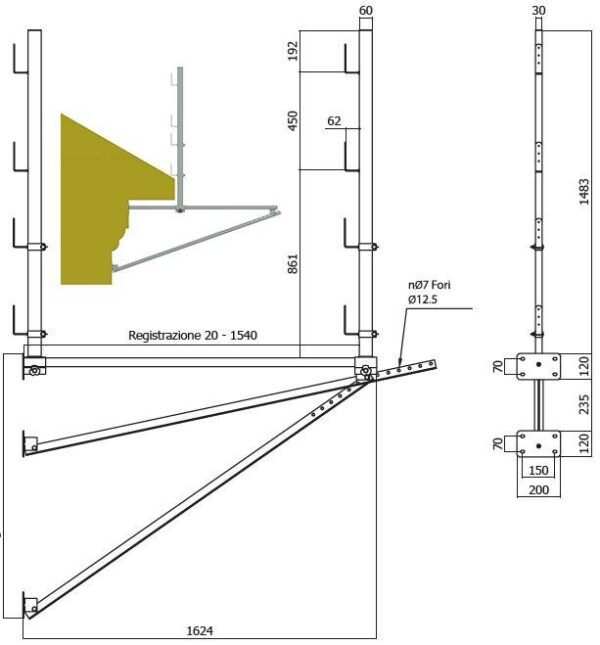 PARAPETTO ZINCATO A MENSOLA DA 2-150CM