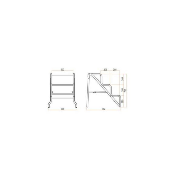 SCALA SGABELLO ZINCATO RICHIUDIBILE 3 GRADINI URSUS - immagine 2