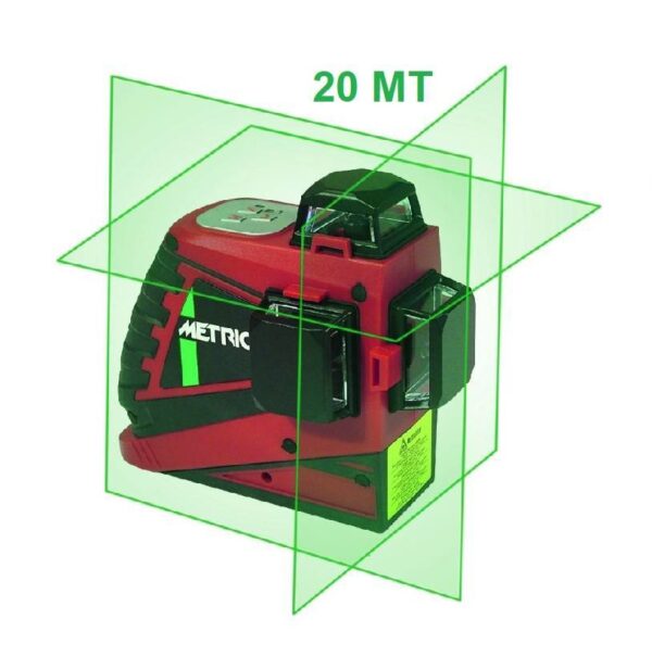Tracciatore livello laser di marca metrica modello 3d total 360° con sistema di blocco integrato.