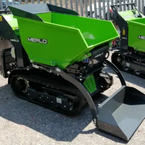 Motocarriola Autocaricante M700TD MERLO Cingolata con cassone dumper da 700kg di portata fornita con Motore Honda a benzina, Idrostatica con motoriduttori.