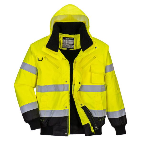 Bomber alta visibilità versatile e confortevole contro tutte le condizioni atmosferiche.