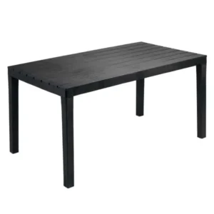 Tavolo effetto legno di dimensioni 138 x 80 x h. 72 cm componibile realizzato in resina.