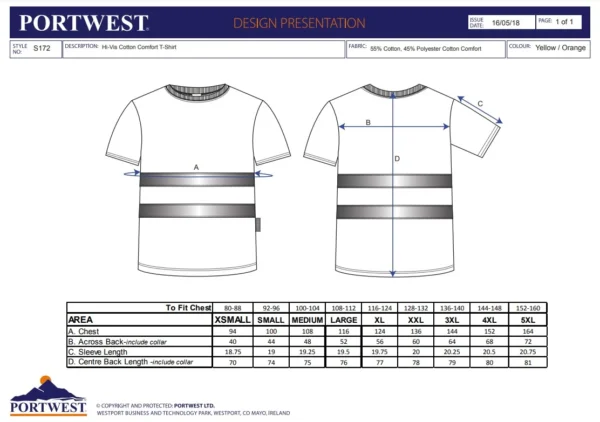 tabella taglie maglie portwest