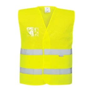 gilet fluo in rete traspirante con tasca porta badge con Chiusura a strappo.