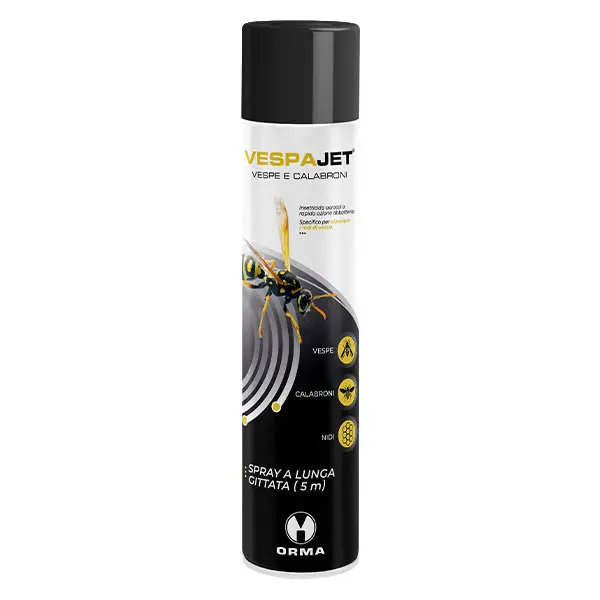 Insetticida per vespe professionale di marca vespajet con getto fino a 5 metri, adatto anche ai calabroni e ai nidi.