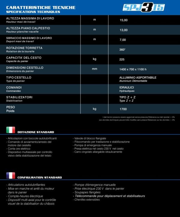 PIATTAFORMA SOCAGE SPJ315 A NOLEGGIO
