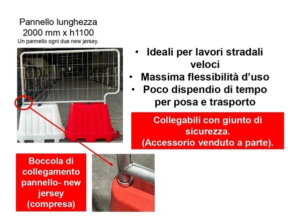 Recinzione mobile per cantiere edile 2000x1100 per new-jersey