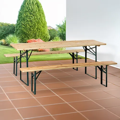 Set Birreria Tavolo e Panche 200 x 75 cm in Legno di Abete